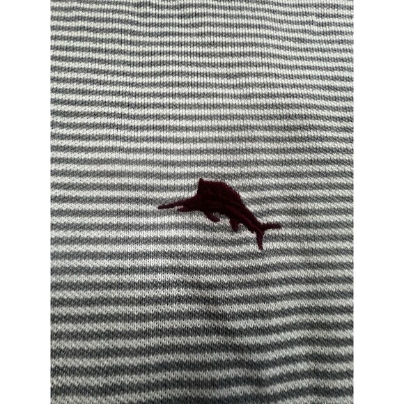 Tommy Bahama Men’s Light Gray Striped Short Sleeve Polo Maroon Marlin Size 3XL - Picture 2 of 10